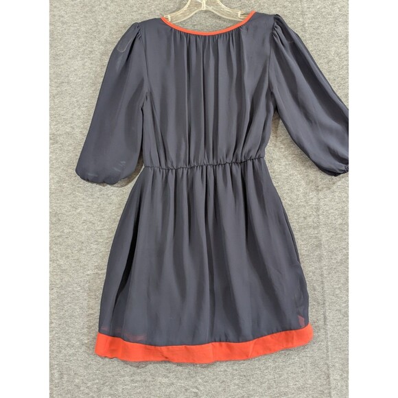 Sweet Storm Dress Peek a Boo Sleeve Navy Orange Detail Womans Size Small - Picture 4 of 16